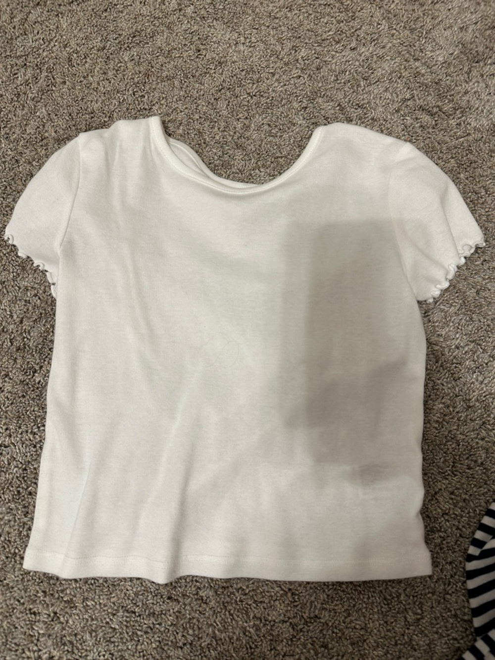 Casual White Short Sleeve Ribbed Tee